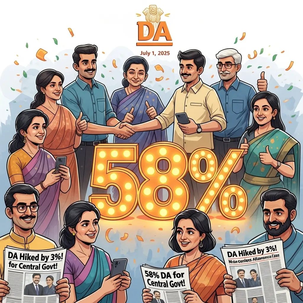 DA Hike July 2025 – Central Government Employees Dearness Allowance Increased to 58%