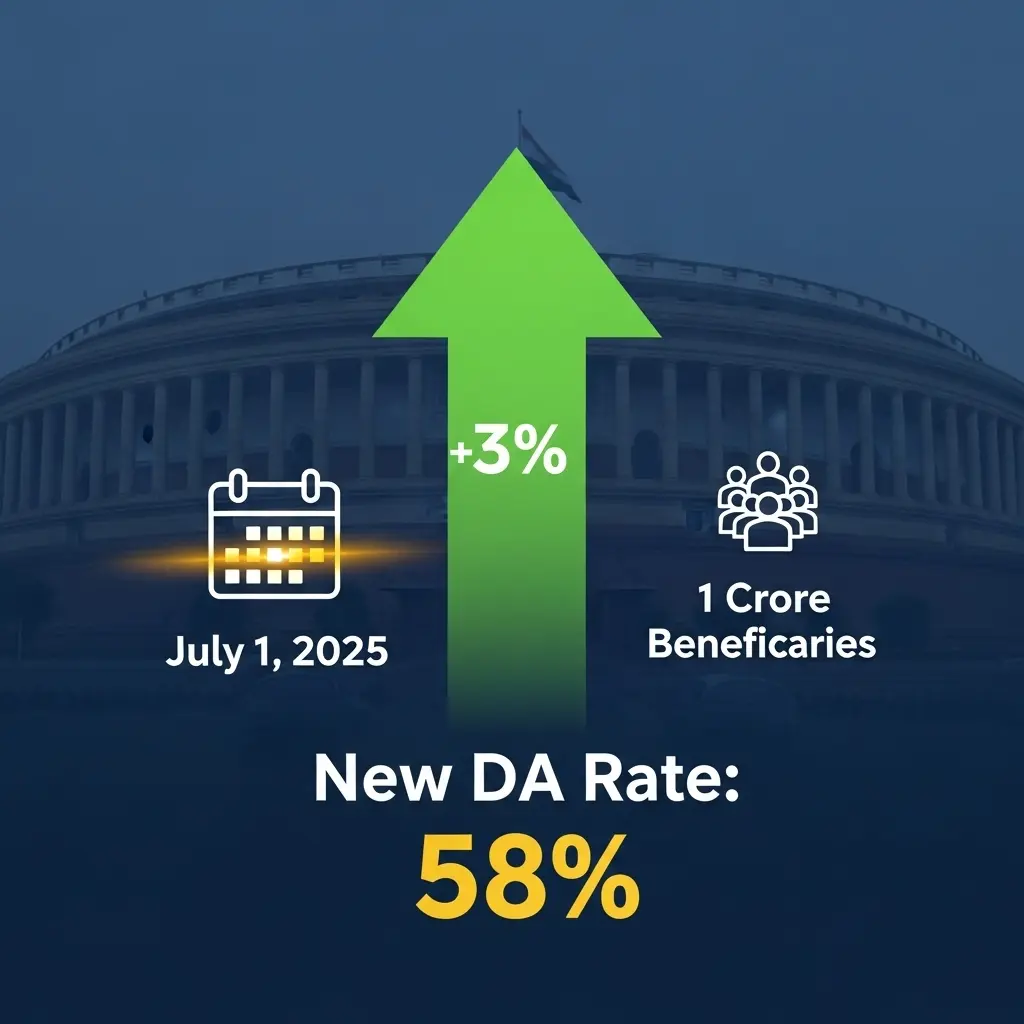 DA Hike July 2025 – Central Government Employees Dearness Allowance Increased to 58%