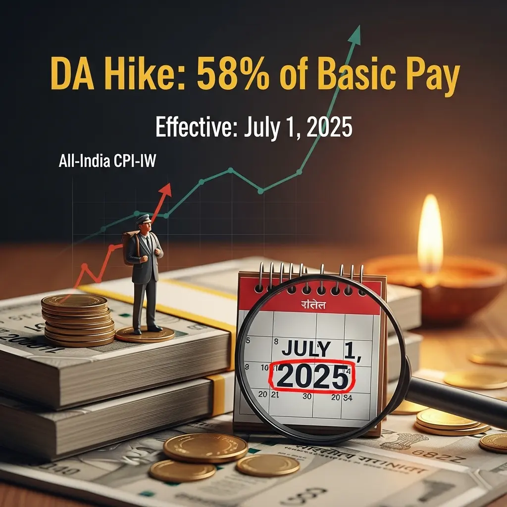 DA Hike July 2025 – Central Government Employees Dearness Allowance Increased to 58%